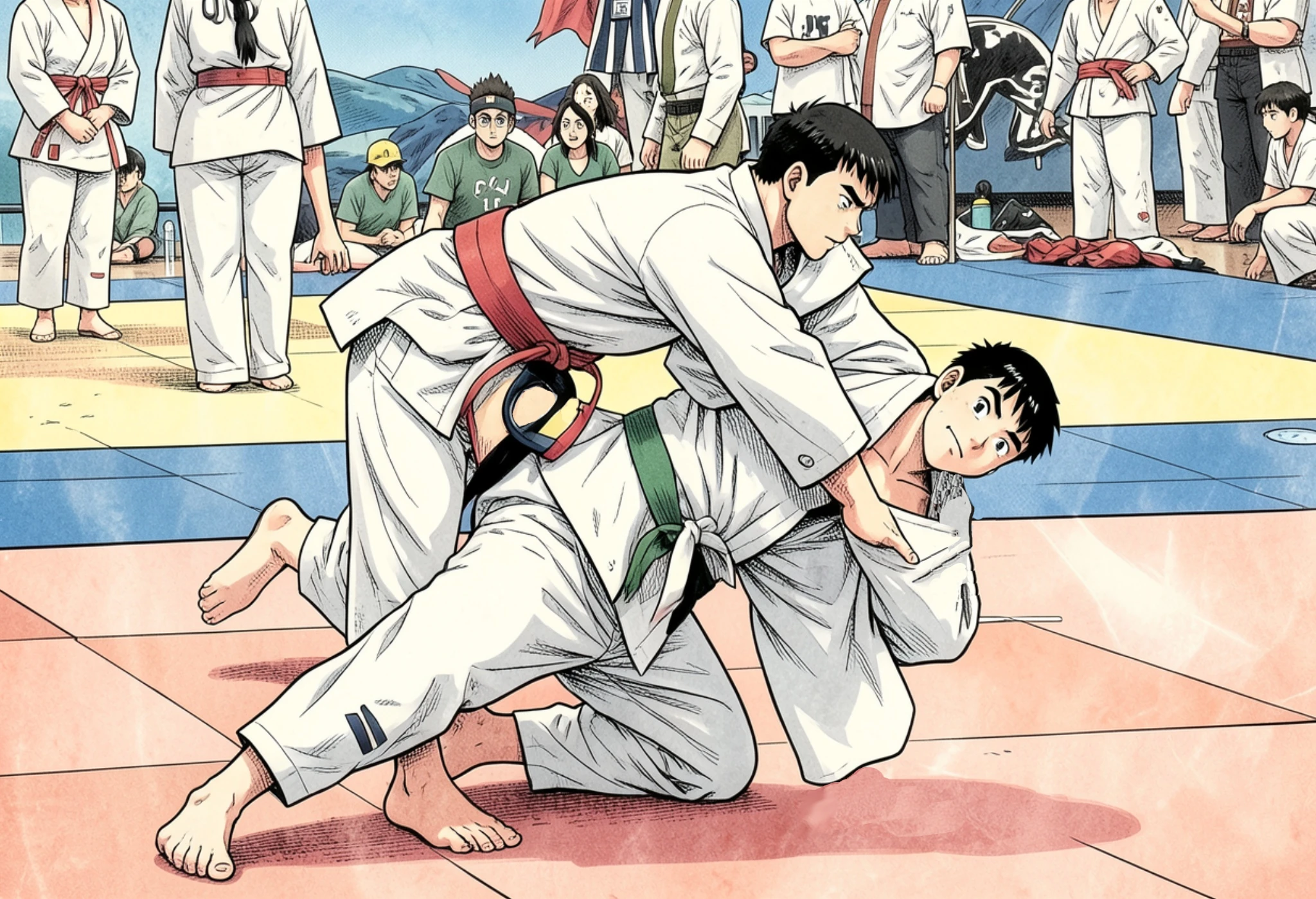 Bundaberg Judo Club logo, woman throwing a man to the ground using a hip throw