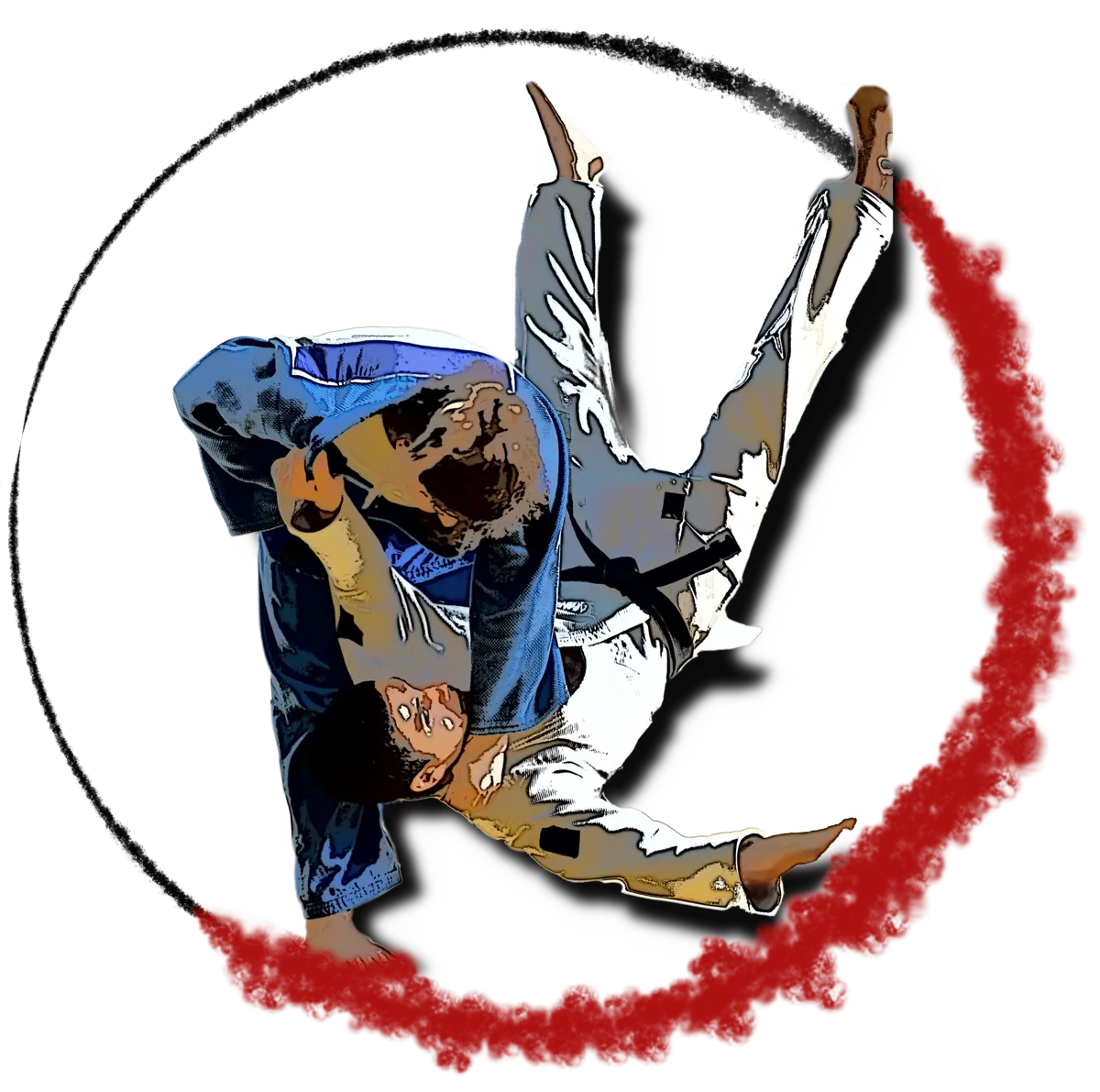 Bundaberg Judo Club logo, woman throwing a man to the ground using a hip throw